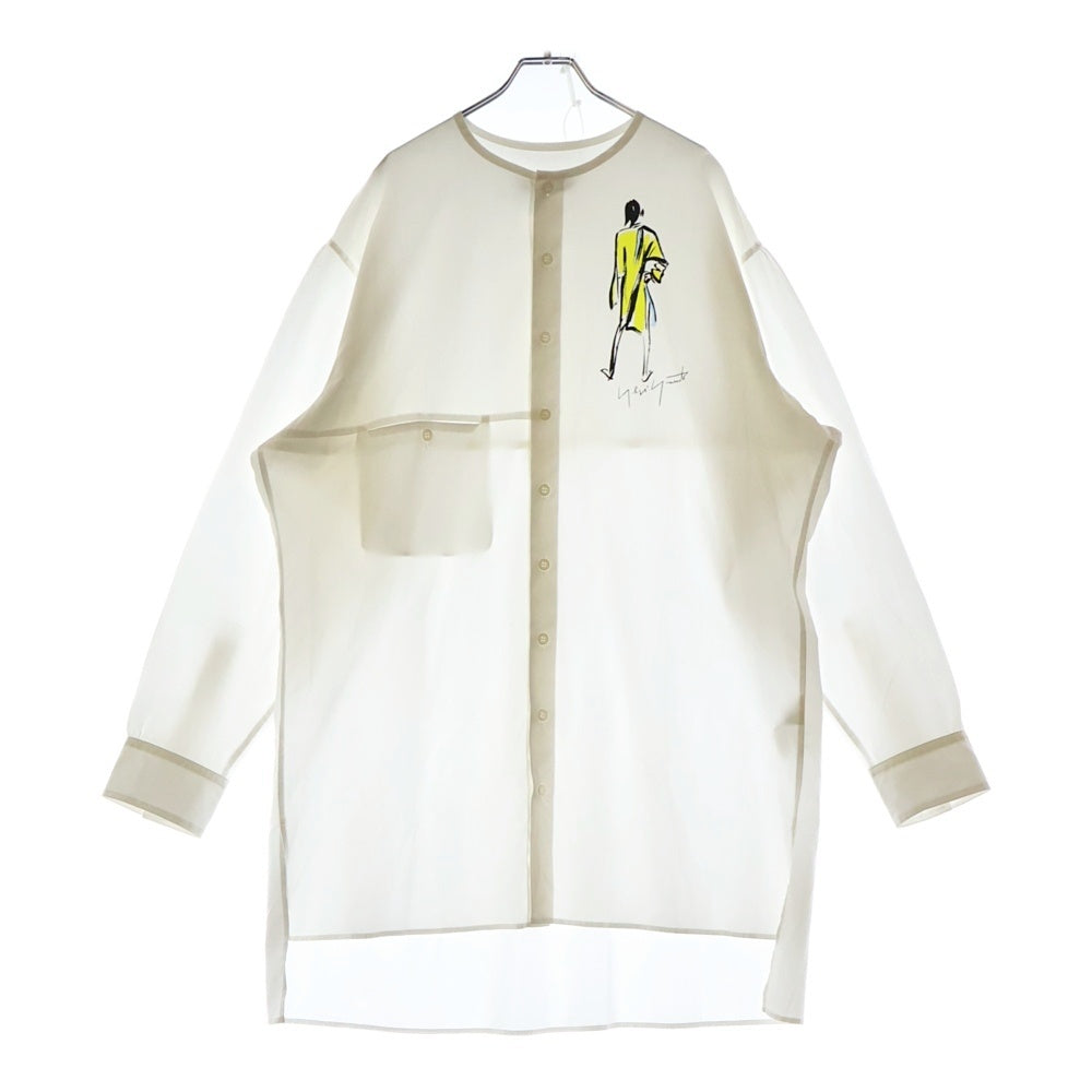 Yohji Yamamoto POUR HOMME(ヨウジヤマモト プールオム) 21SS 女優プリントオーバーサイズバンドカラー長袖シャツ HX-B96-044 ホワイト