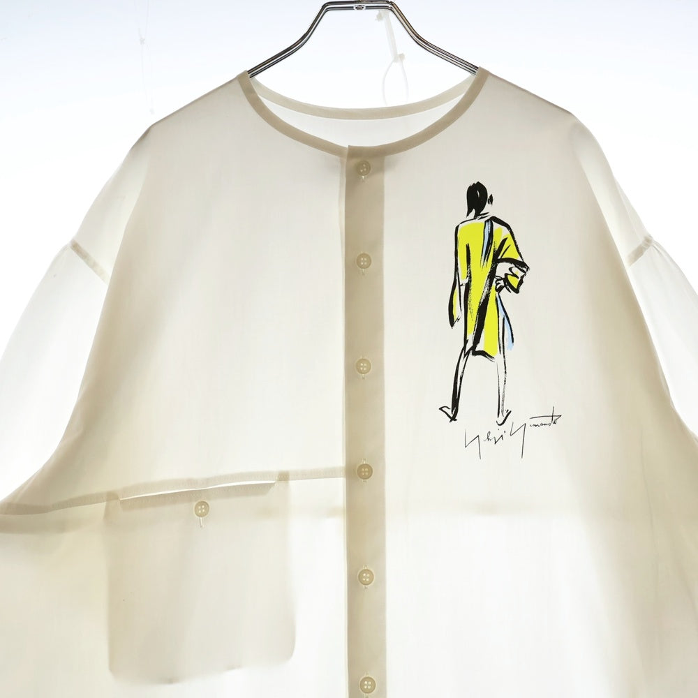 Yohji Yamamoto POUR HOMME(ヨウジヤマモト プールオム) 21SS 女優プリントオーバーサイズバンドカラー長袖シャツ HX-B96-044 ホワイト