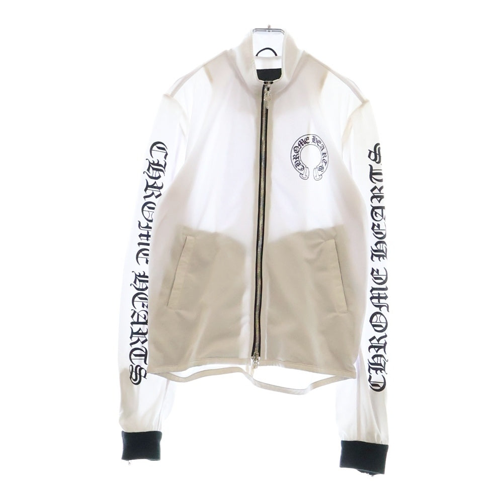 CHROME HEARTS(クロムハーツ) Track Jacket ダガージップ アームロゴプリント レザー切替カシミヤ混 トラックジャケット ホワイト