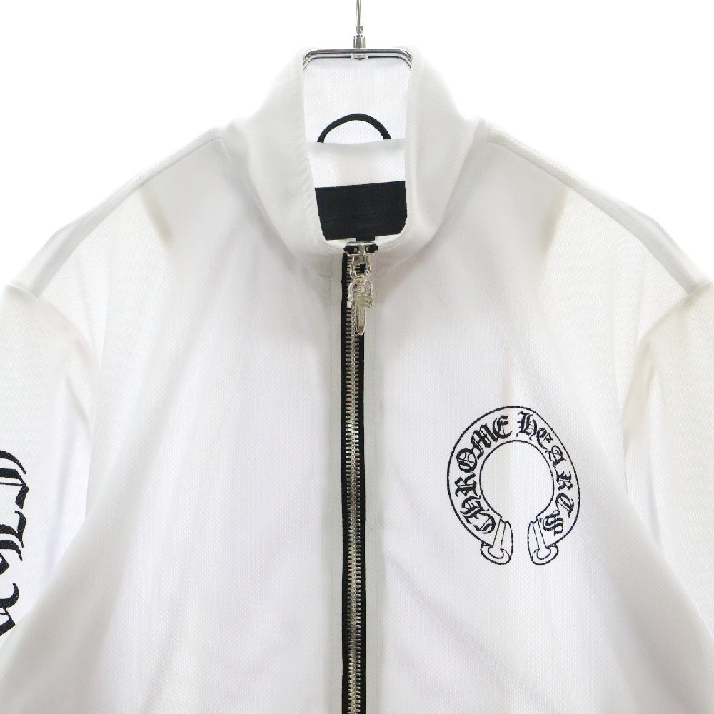CHROME HEARTS(クロムハーツ) Track Jacket ダガージップ アームロゴプリント レザー切替カシミヤ混 トラックジャケット ホワイト
