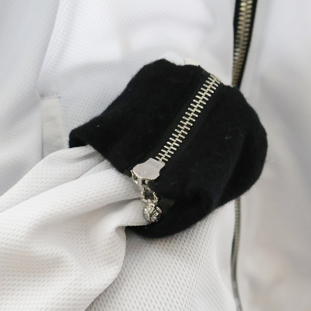 CHROME HEARTS(クロムハーツ) Track Jacket ダガージップ アームロゴプリント レザー切替カシミヤ混 トラックジャケット ホワイト
