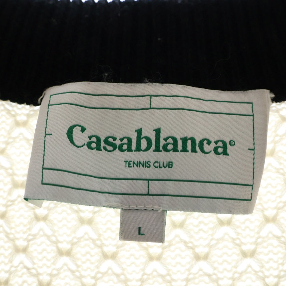 CASABLANCA(カサブランカ) 21AW コントラストトリムウールカーディガン MF21-KW-101 ホワイト