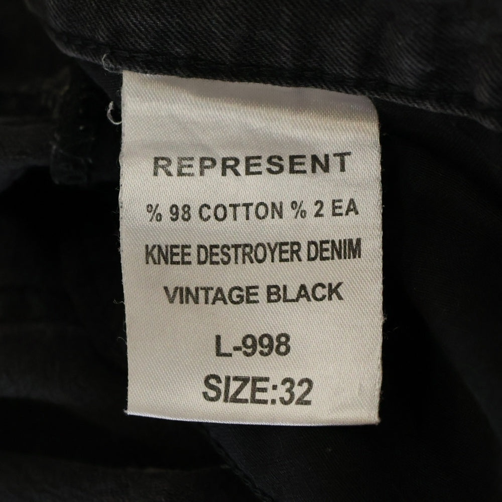 REPRESENT(リプレゼント) KNEE DESTROYER DENIM ニーデストロイヤースキニーデニムパンツ L-998 ブラック