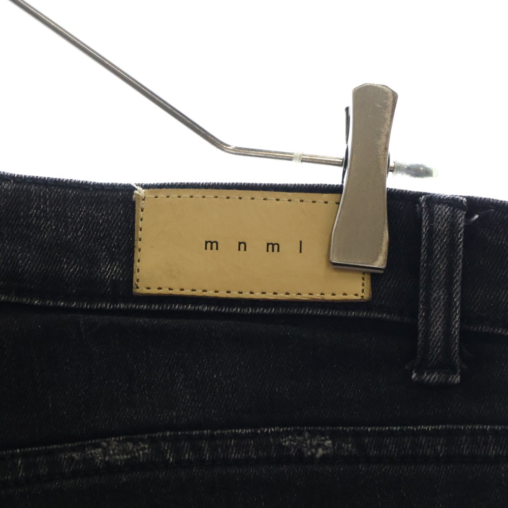 MNML(ミニマル) リペアデストロイ加工クラッシュスキニーデニムパンツ ブラック