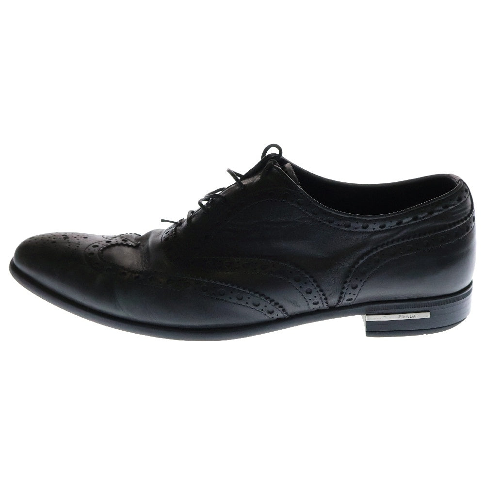 PRADA(プラダ) ウィングチップ フルブローグ レースアップレザードレスシューズ 2EC121 ブラック