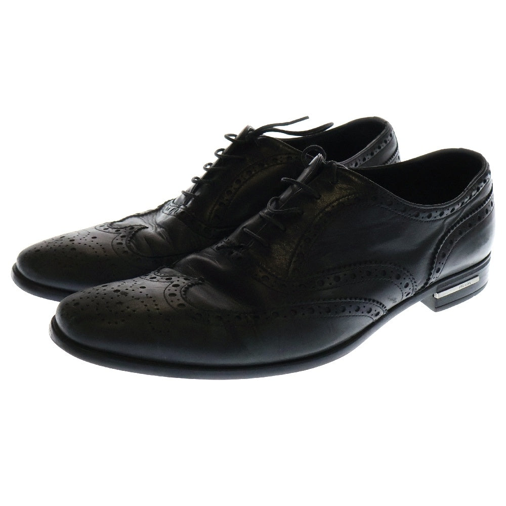 PRADA(プラダ) ウィングチップ フルブローグ レースアップレザードレスシューズ 2EC121 ブラック