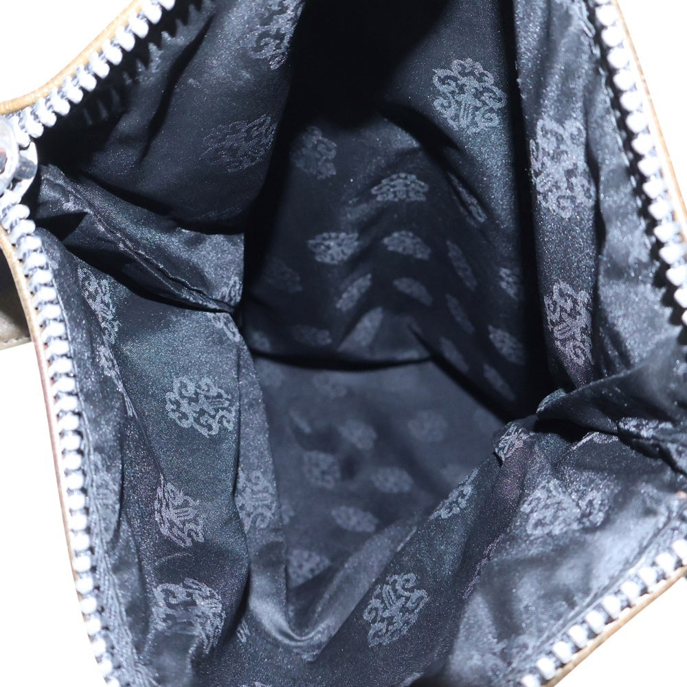 CHROME HEARTS(クロムハーツ) ZIP TOP ジップトップ クロスパッチ レザーショルダーバッグ カーキ