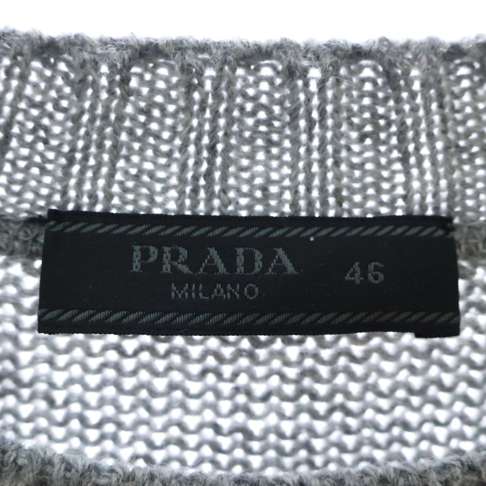 PRADA(プラダ) 22AW Wool and Cashmere Sweater ロゴジャガード ウール×カシミヤ ニットセーター UMB223 S211 1YMW グレー
