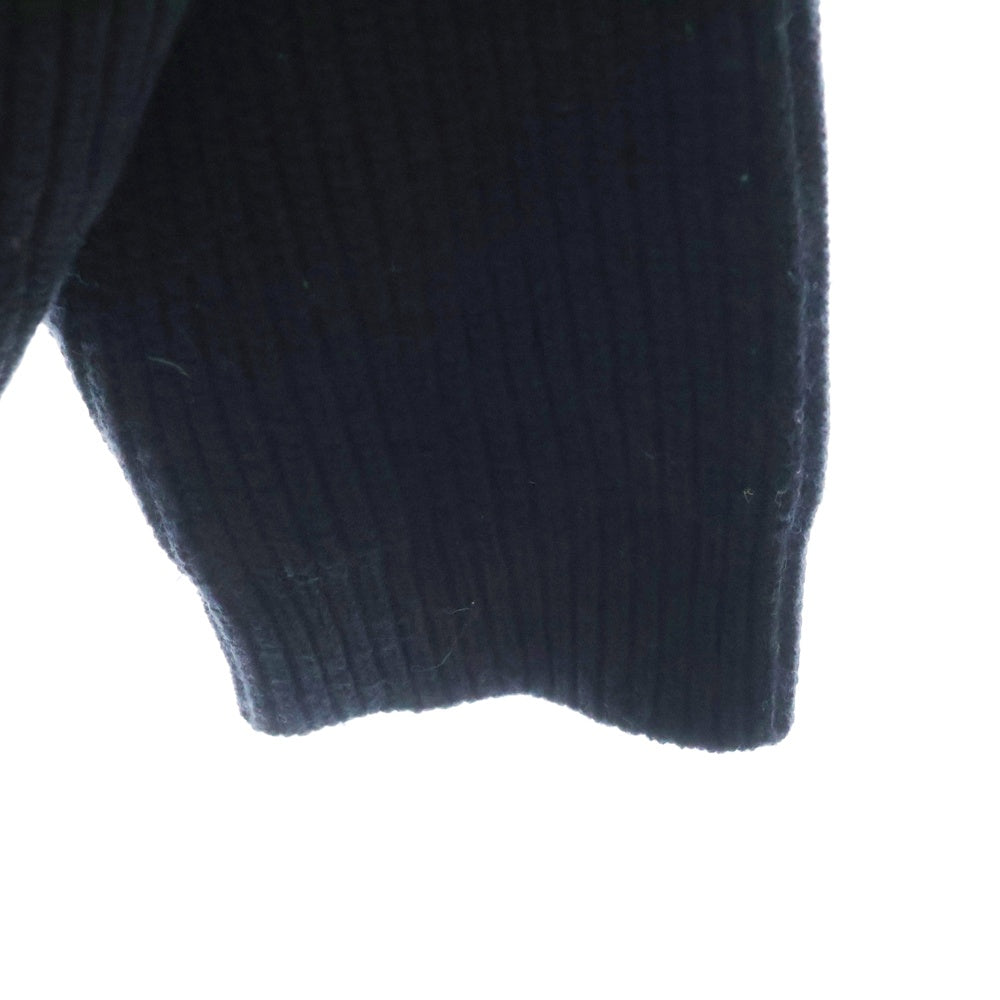 CELINE(セリーヌ) 21AW HOODED SWEATER IN RIBBED WOOL リブ編みウール ロゴワッペンプルオーバーニットパーカー 2A85W423P ブラック