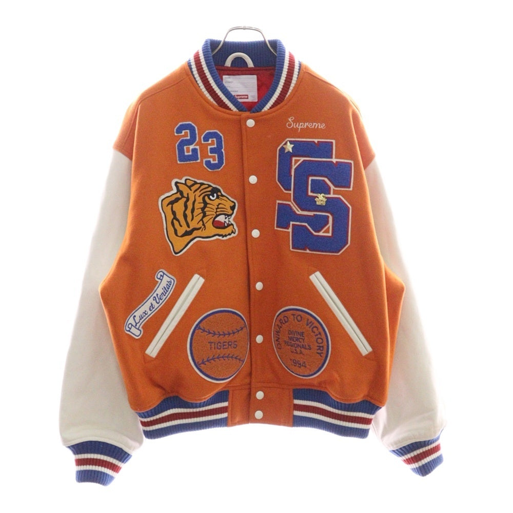 SUPREME(シュプリーム) 23AW Tiger Varsity Jacket タイガーバーシティージャケット スタジャン オレンジ