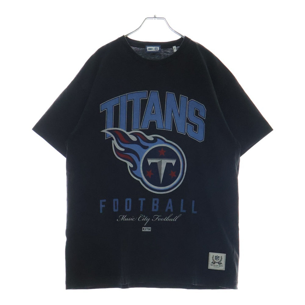 KITH(キス) 23AW×NFL Titans Vintage Tee タイタンズ ヴィンテージ加工プリント半袖Tシャツ ブラック