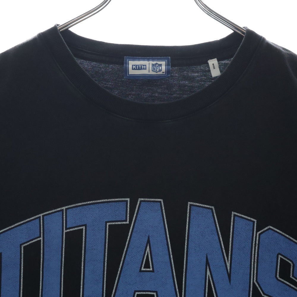 KITH(キス) 23AW×NFL Titans Vintage Tee タイタンズ ヴィンテージ加工プリント半袖Tシャツ ブラック