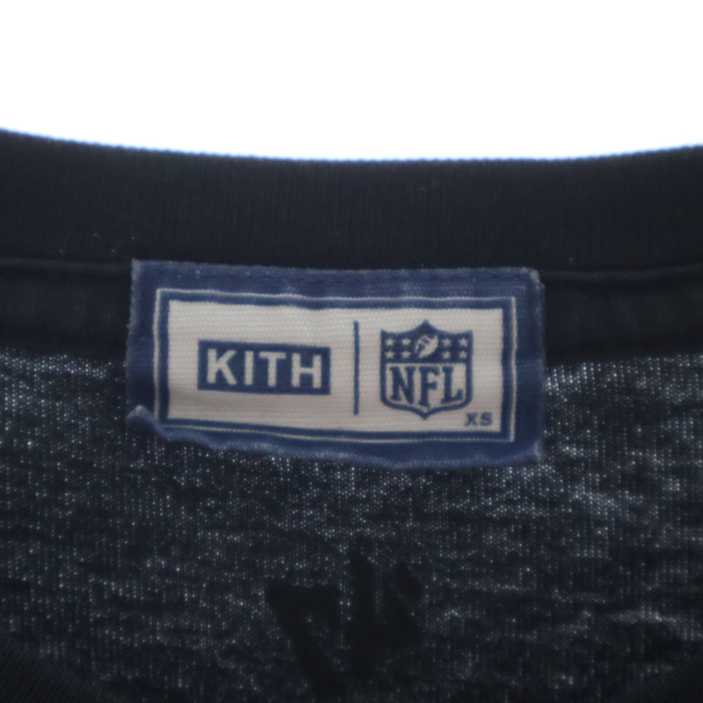 KITH(キス) 23AW×NFL 47 JETS Vintage Tee ジェッツ ヴィンテージ加工プリント半袖Tシャツ ブラック