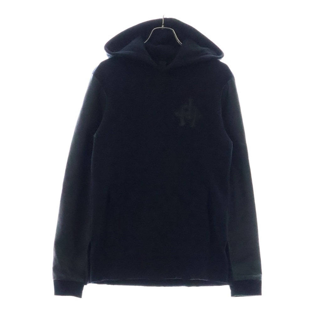 CHROME HEARTS(クロムハーツ) Y NOT クロスパッチ付き レザー切り替え プルオーバーパーカー スウェット ブラック