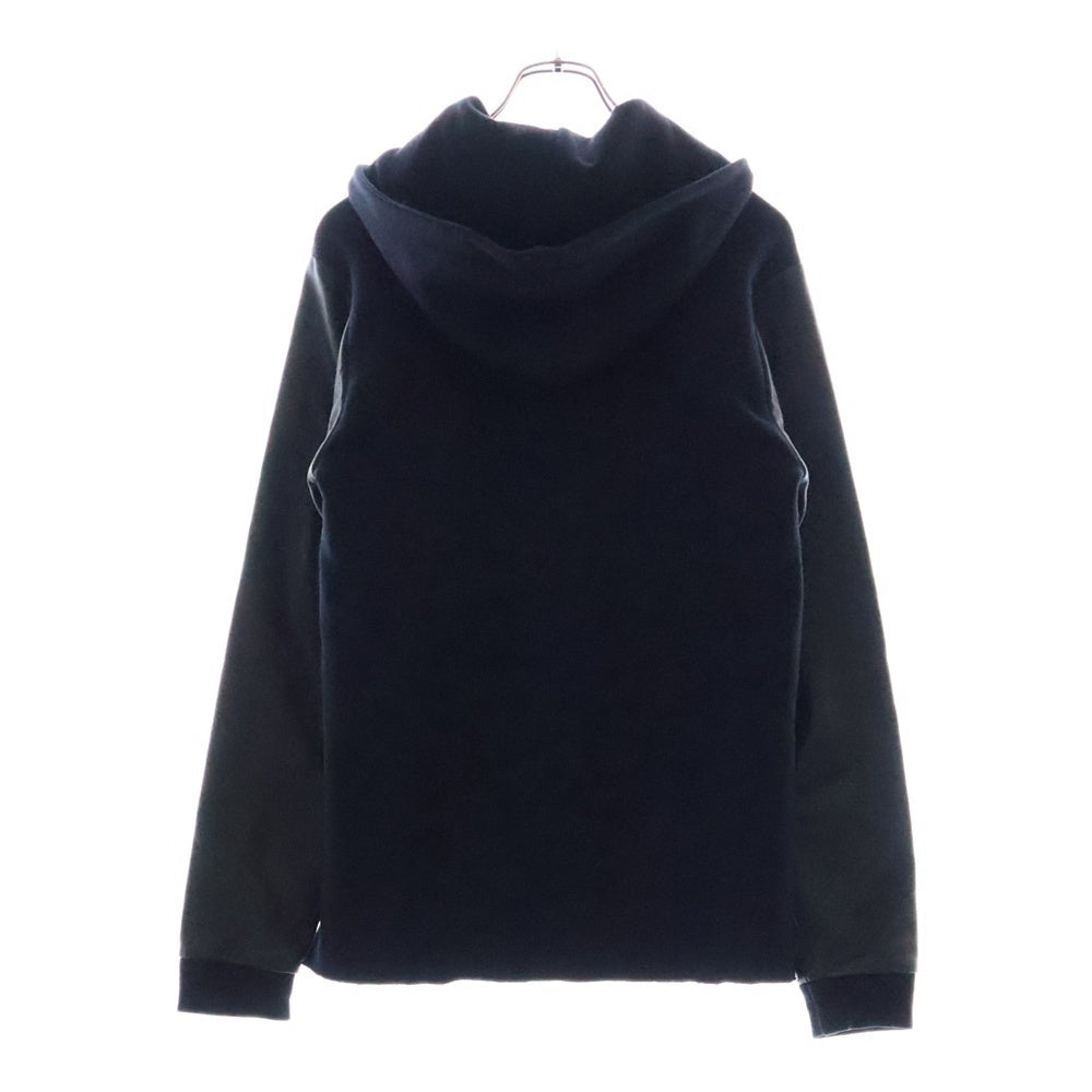 CHROME HEARTS(クロムハーツ) Y NOT クロスパッチ付き レザー切り替え プルオーバーパーカー スウェット ブラック