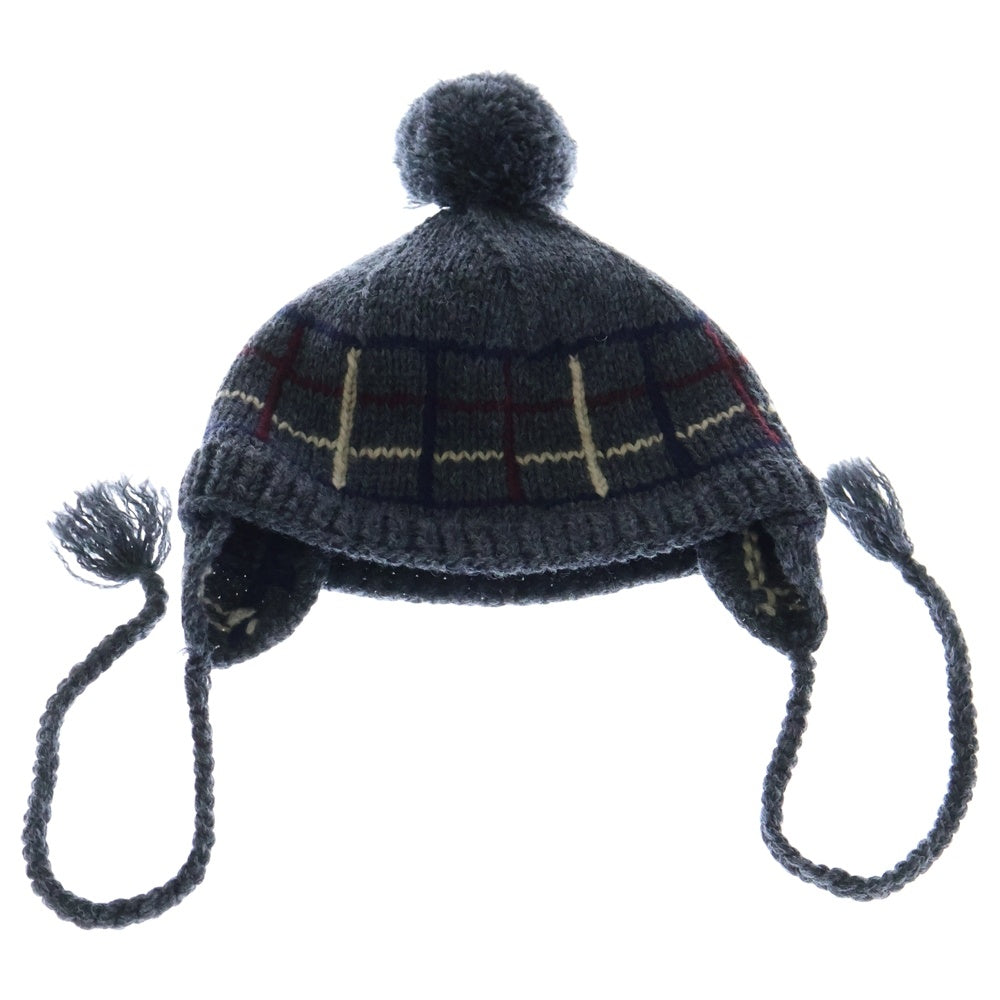 DIASPORA(ディアスポラ) Ear Flap Pom Pom Beanie イヤーフラップ ポムポム ニットビーニー 帽子 グレー