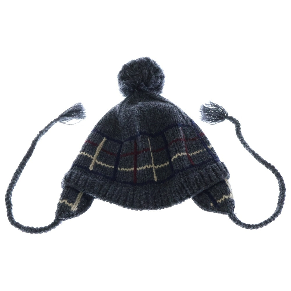 DIASPORA(ディアスポラ) Ear Flap Pom Pom Beanie イヤーフラップ ポムポム ニットビーニー 帽子 グレー