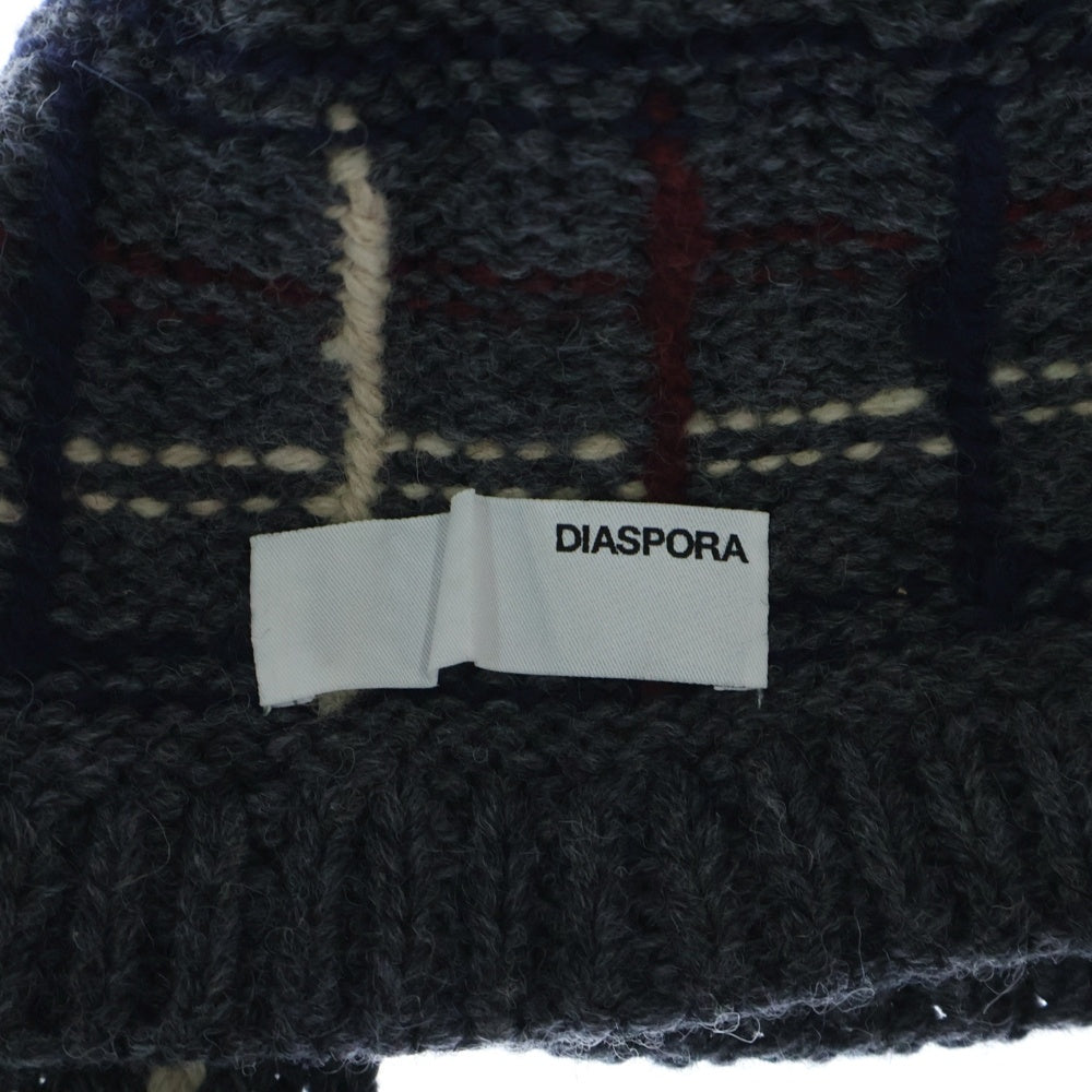 DIASPORA(ディアスポラ) Ear Flap Pom Pom Beanie イヤーフラップ ポムポム ニットビーニー 帽子 グレー