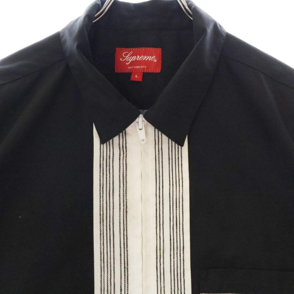 SUPREME(シュプリーム) 20SS Bowling Zip S/S Shirt チェーン刺繍 ロゴ フルジップ ボーリングシャツ ブラック