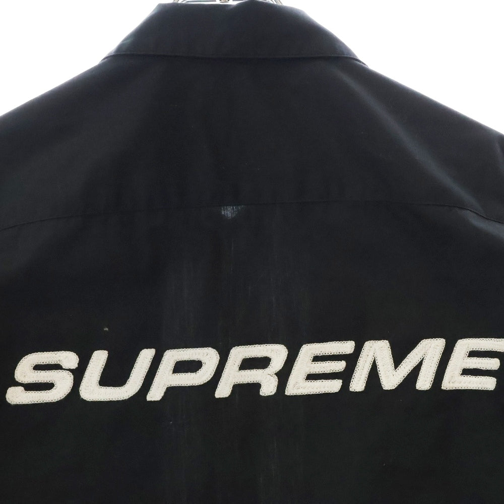 SUPREME(シュプリーム) 20SS Bowling Zip S/S Shirt チェーン刺繍 ロゴ フルジップ ボーリングシャツ ブラック