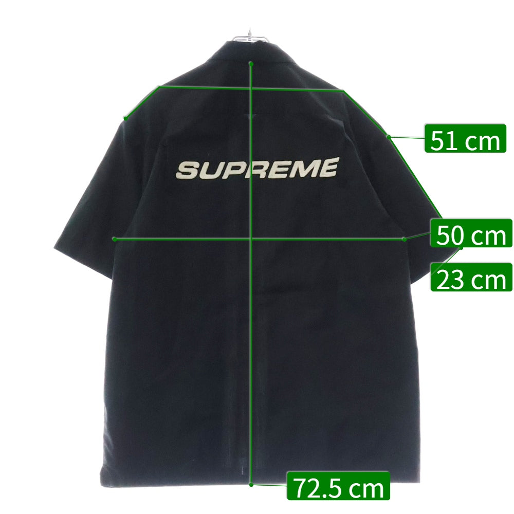 SUPREME(シュプリーム) 20SS Bowling Zip S/S Shirt チェーン刺繍 ロゴ フルジップ ボーリングシャツ ブラック