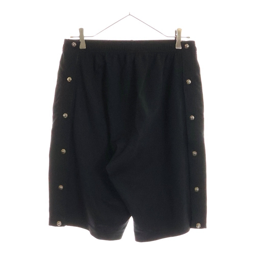CHROME HEARTS(クロムハーツ) TRACK PANTS サイドロゴクロスボールスナップボタン レザー切替トラックショーツ ハーフパンツ ブラック
