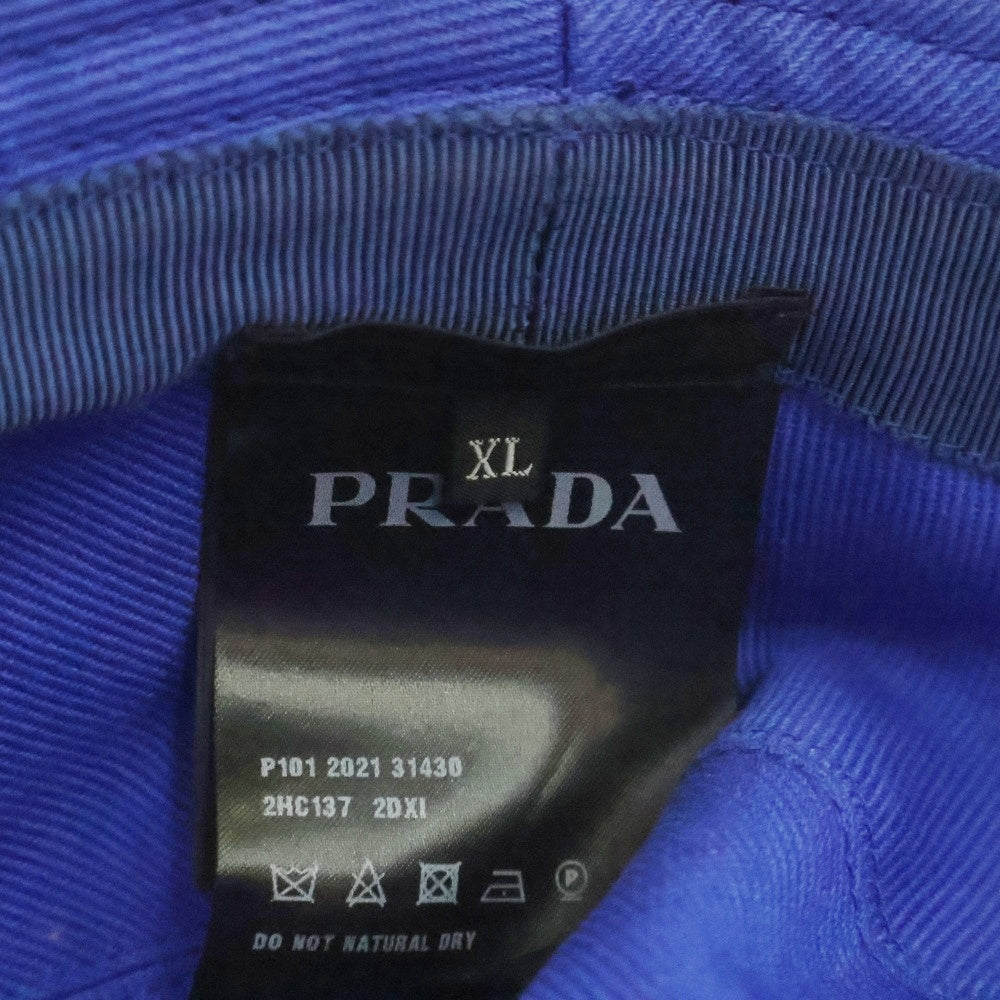 PRADA(プラダ) トライアングルプレートロゴ コットンドリルバケットハット 帽子 2HC137 2DXI ブルー
