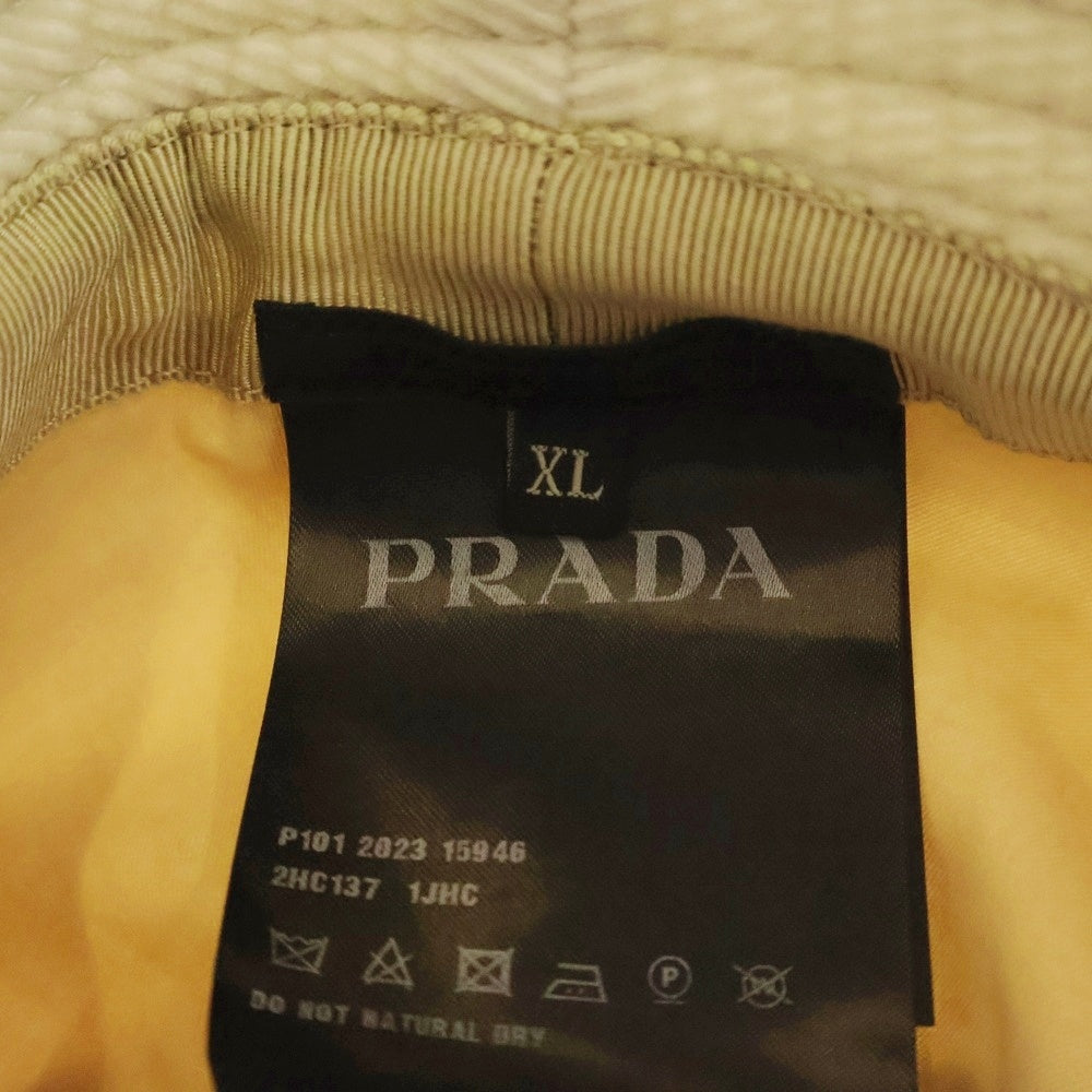 PRADA(プラダ) トライアングルプレートロゴ コーデュロイバケットハット 帽子 2HC137 1JHC ベージュ