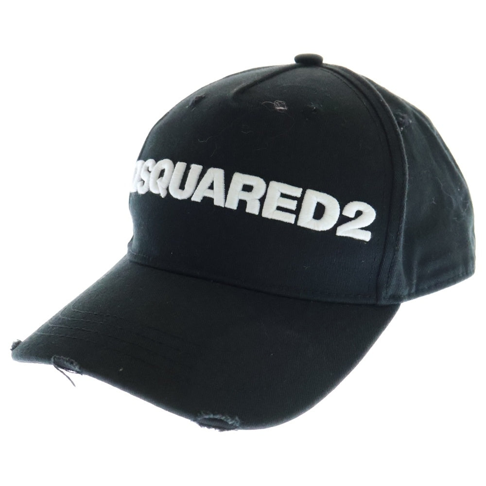 DSQUARED2(ディースクエアード) DEAN&DAN クラッシュ加工ロゴベースボールキャップ 帽子 S82BC0028 ブラック