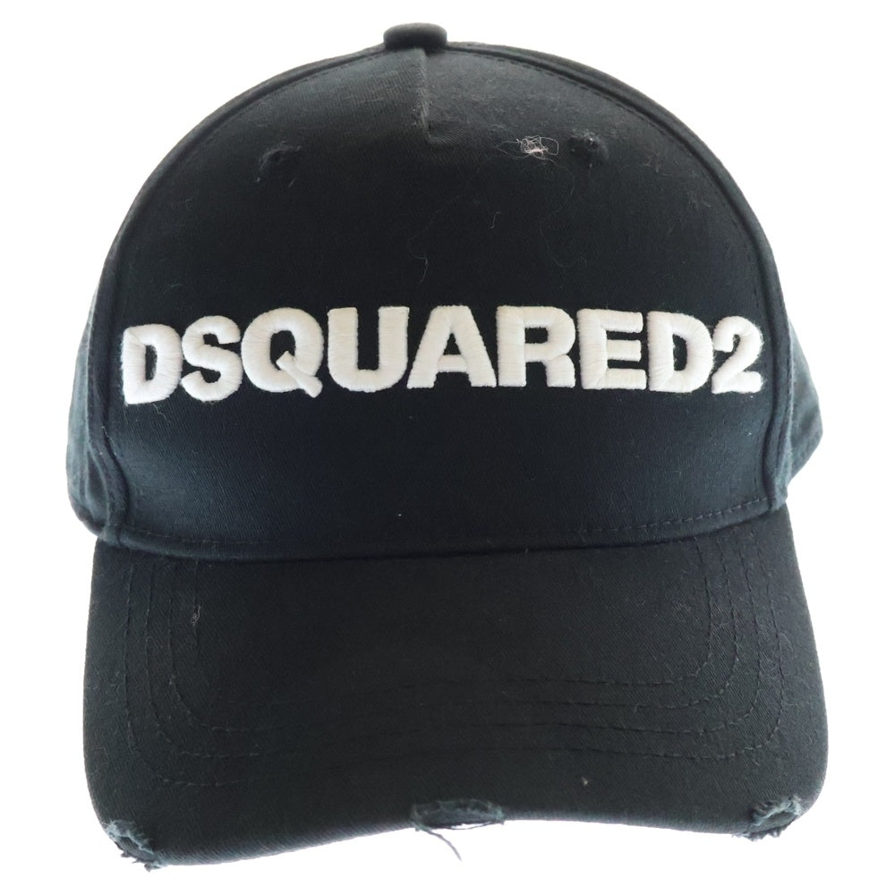 DSQUARED2(ディースクエアード) DEAN&DAN クラッシュ加工ロゴベースボールキャップ 帽子 S82BC0028 ブラック