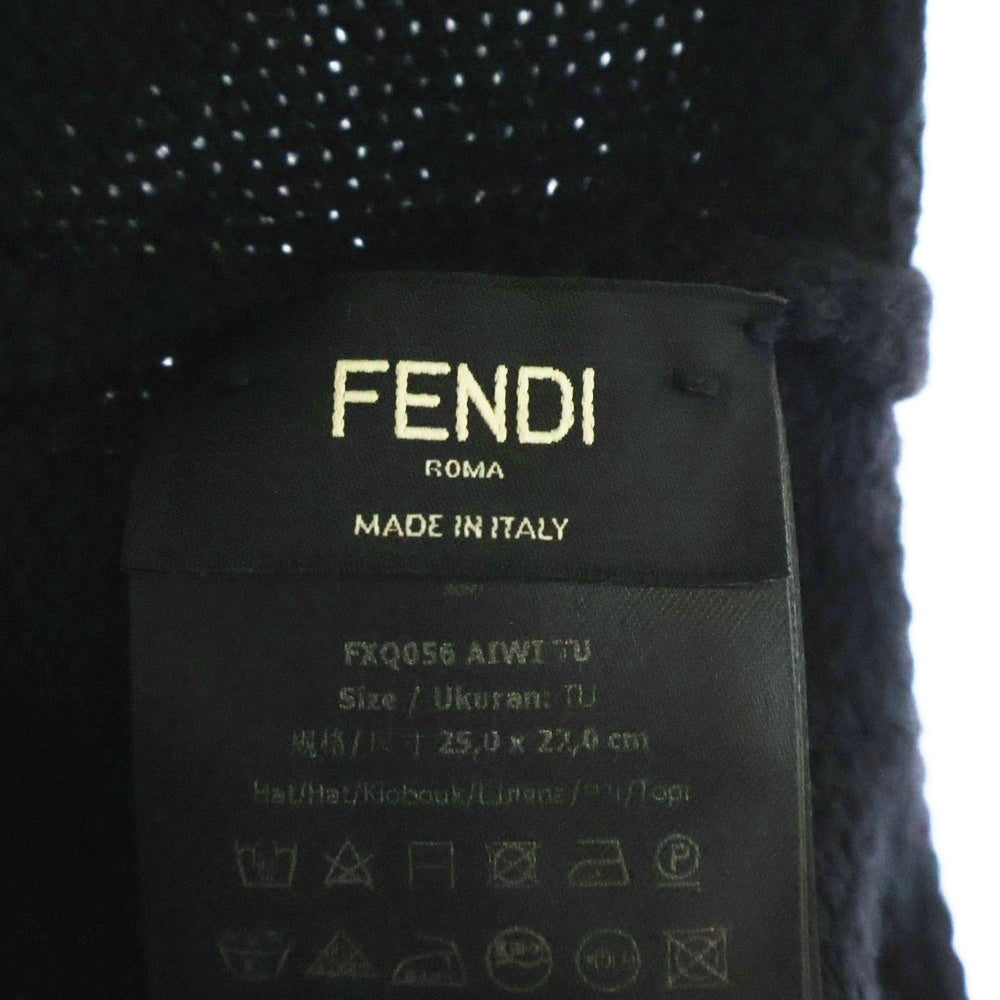 FENDI(フェンディ) FFロゴ カーリグラフィ ビーニー ニットキャップ 帽子 FXQ056 ブラック