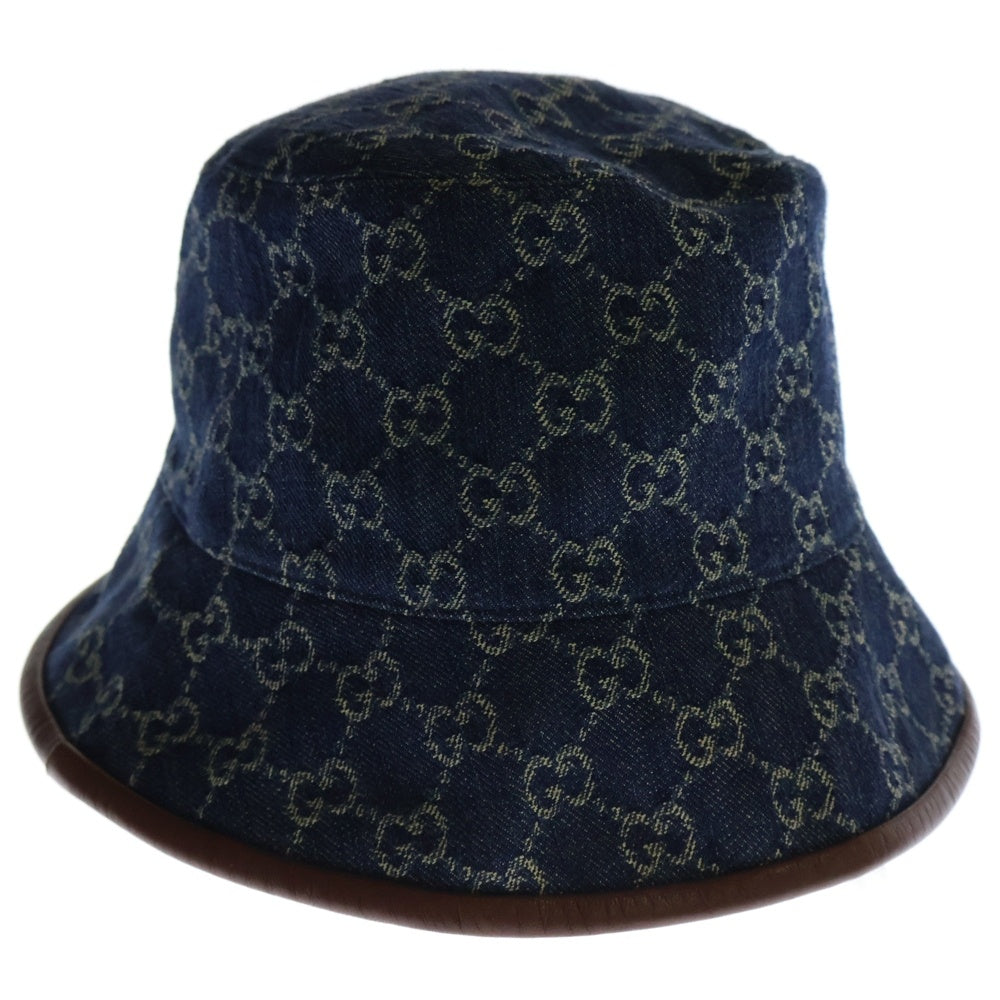 GUCCI(グッチ) GGデニム 総柄バケットハット 帽子 576371 4HAC3 インディゴブルー