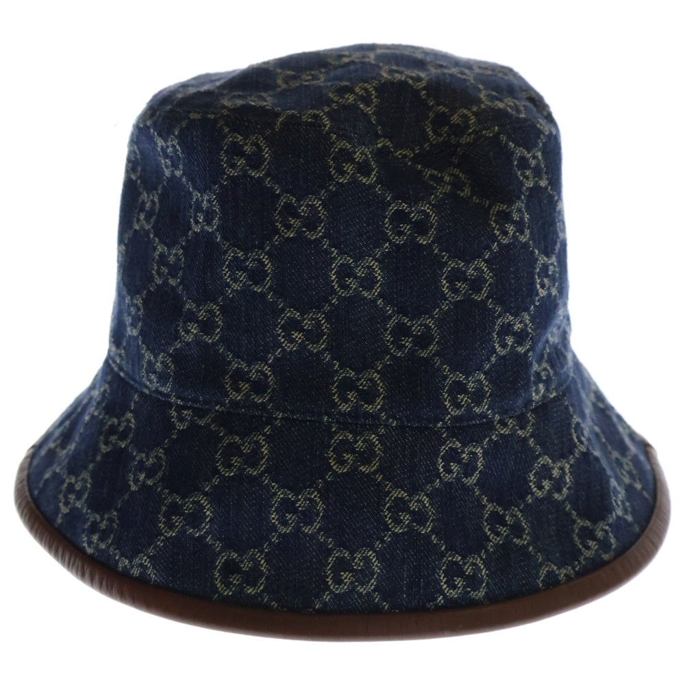 GUCCI(グッチ) GGデニム 総柄バケットハット 帽子 576371 4HAC3 インディゴブルー