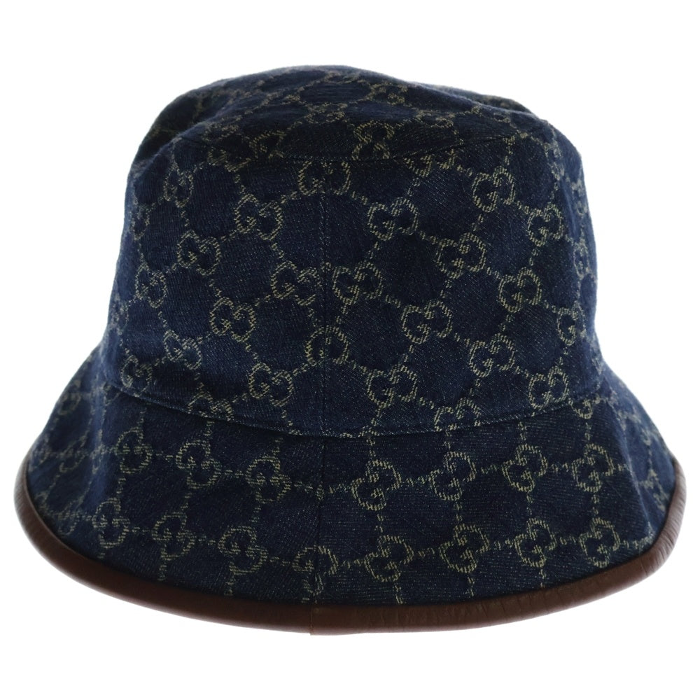 GUCCI(グッチ) GGデニム 総柄バケットハット 帽子 576371 4HAC3 インディゴブルー