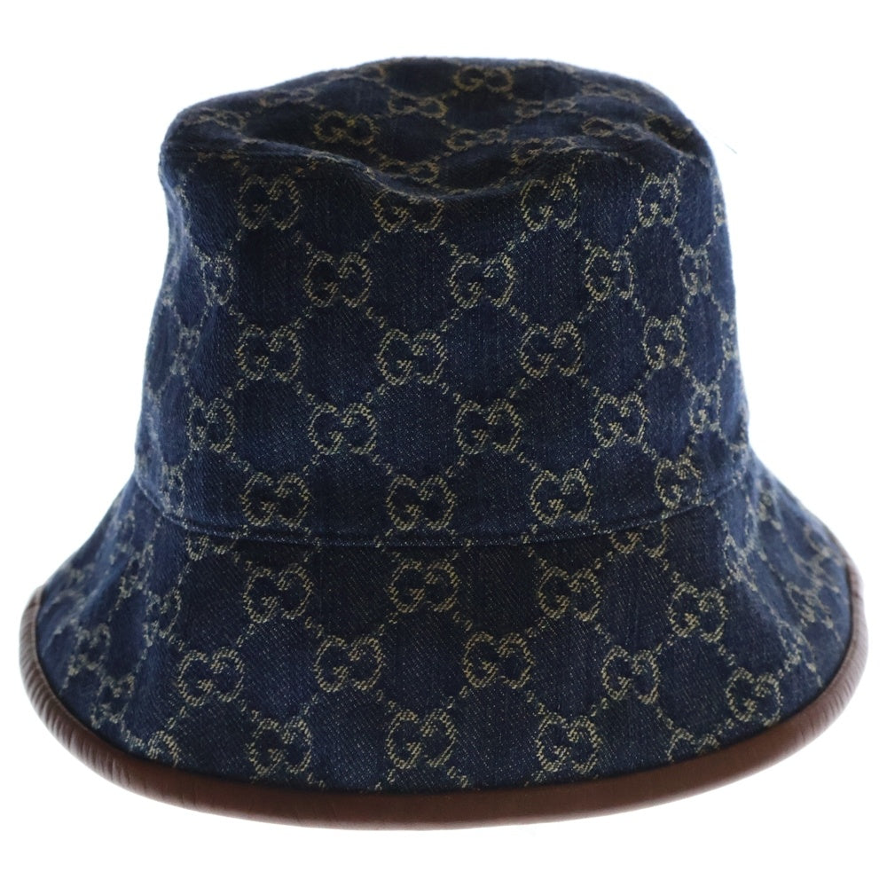 GUCCI(グッチ) GGデニム 総柄バケットハット 帽子 576371 4HAC3 インディゴブルー