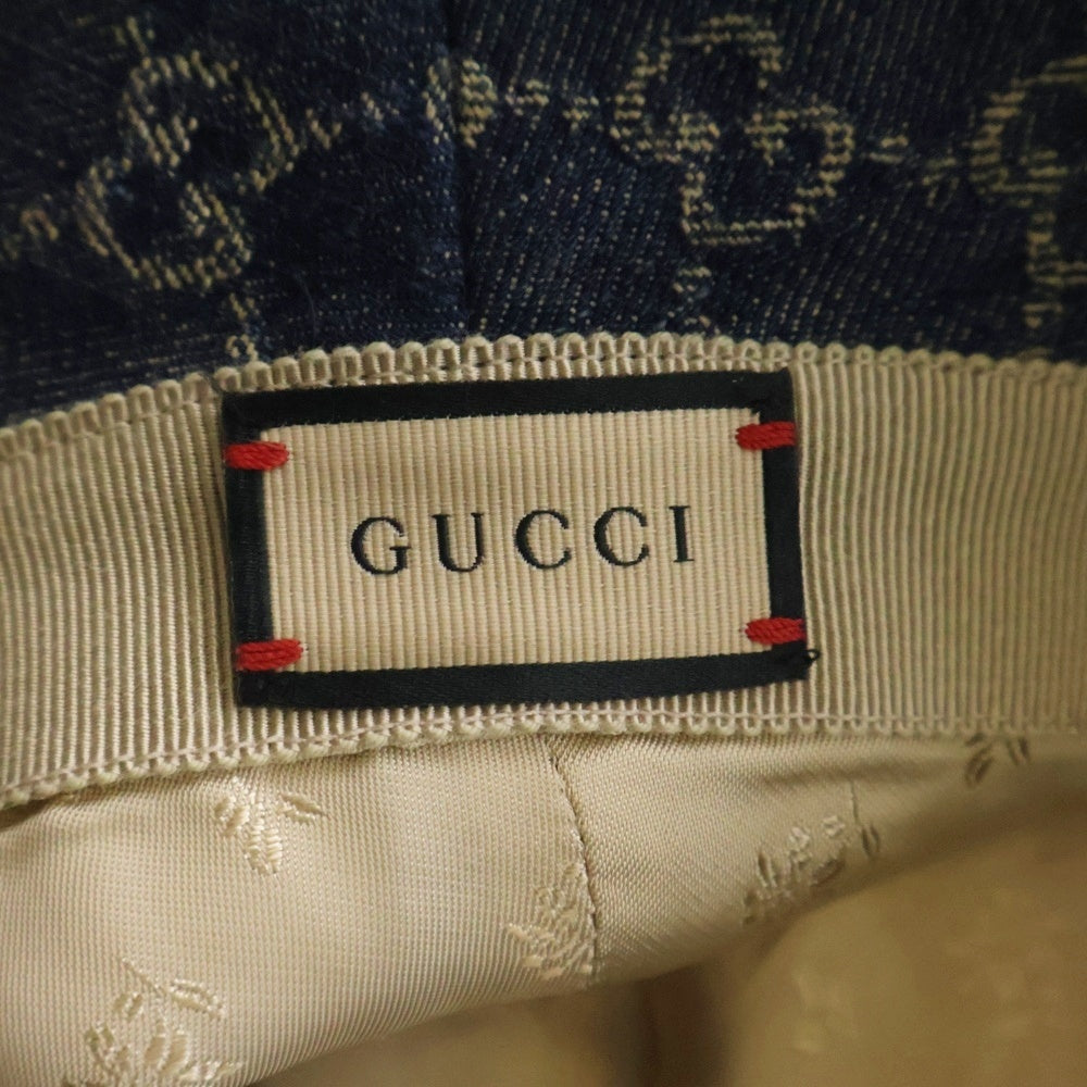 GUCCI(グッチ) GGデニム 総柄バケットハット 帽子 576371 4HAC3 インディゴブルー