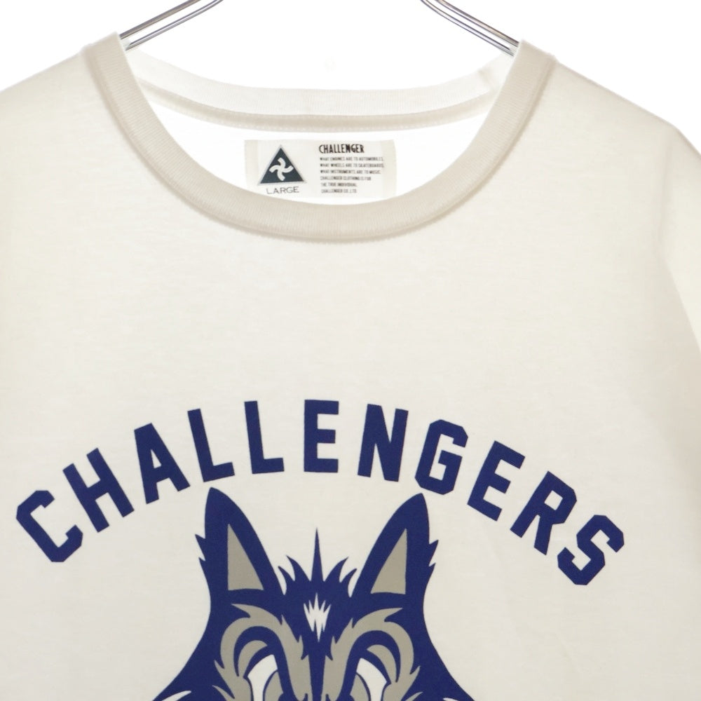 CHALLENGER(チャレンジャー) フロントプリント ウルフ柄 半袖Tシャツ カットソー ホワイト