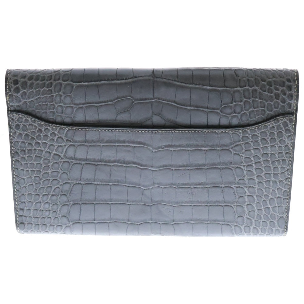 HERMES(エルメス) CONSTANS コンスタンスロングウォレット アリゲーター シルバー金具 □O刻印 グレー