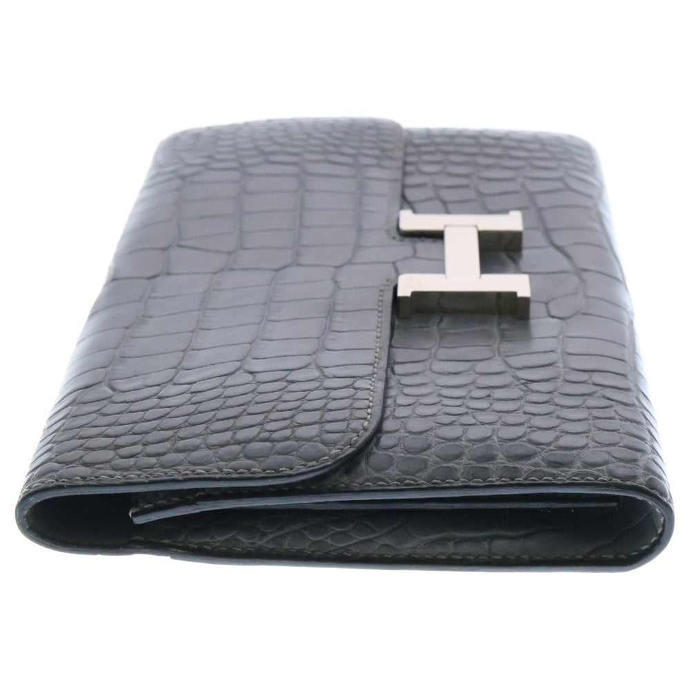 HERMES(エルメス) CONSTANS コンスタンスロングウォレット アリゲーター シルバー金具 □O刻印 グレー