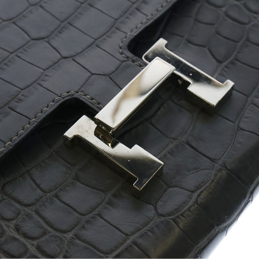 HERMES(エルメス) CONSTANS コンスタンスロングウォレット アリゲーター シルバー金具 □O刻印 グレー