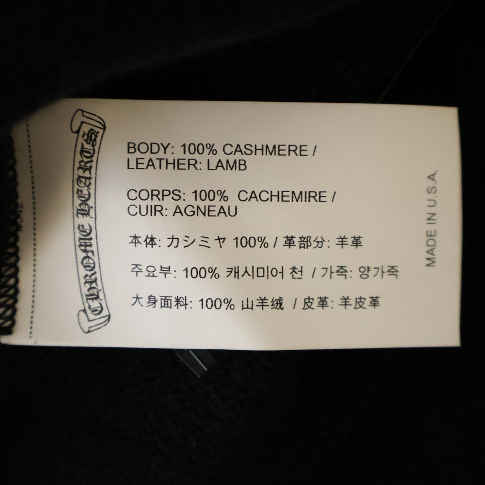 CHROME HEARTS(クロムハーツ) WAITING ROOM HD PLVR CSHMR レザークロスパッチ カシミヤニットプルオーバーパーカー ブラック
