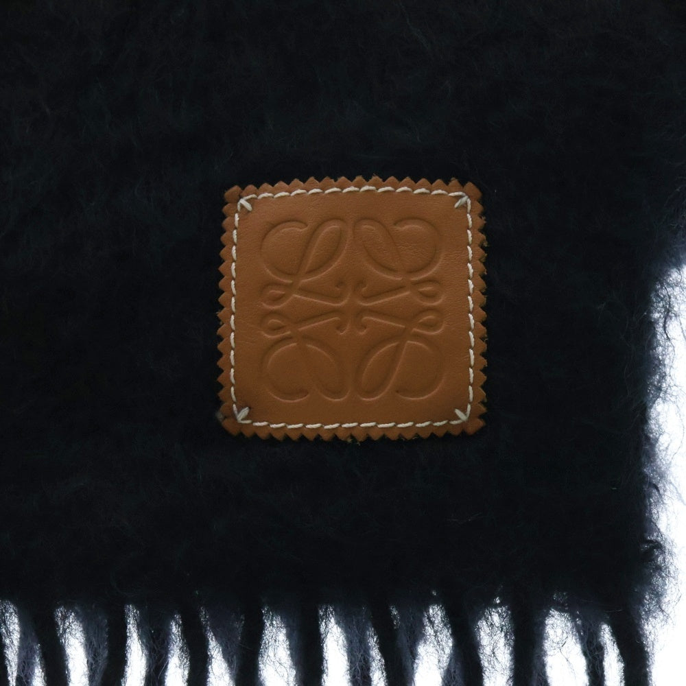 LOEWE(ロエベ) アナグラムロゴ モヘア混 ウールマフラー ブラック