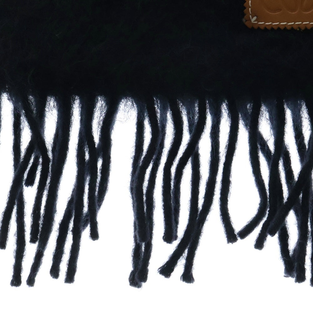 LOEWE(ロエベ) アナグラムロゴ モヘア混 ウールマフラー ブラック