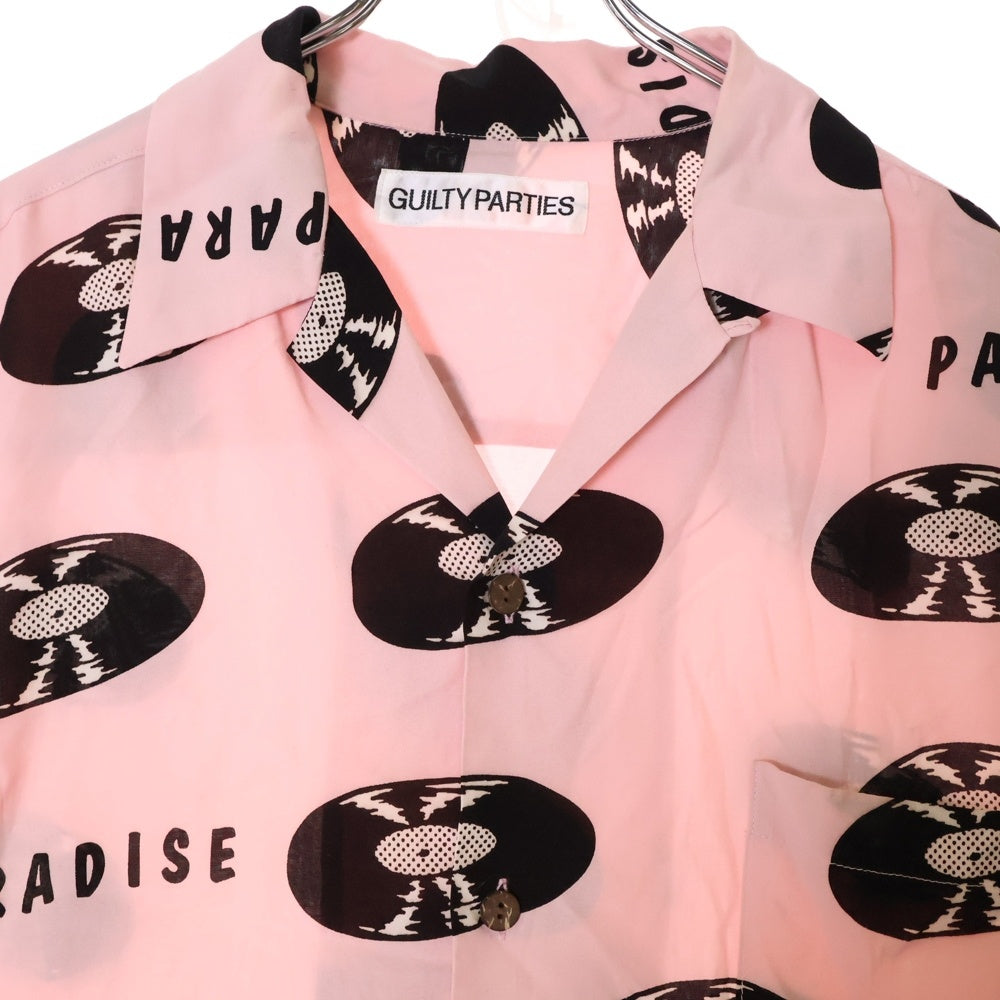 WACKO MARIA(ワコマリア) 24SS HAWAIIAN SHIRT S/S 24SS-WMS-HI04 ハワイアン レコード柄 半袖アロハシャツ ピンク