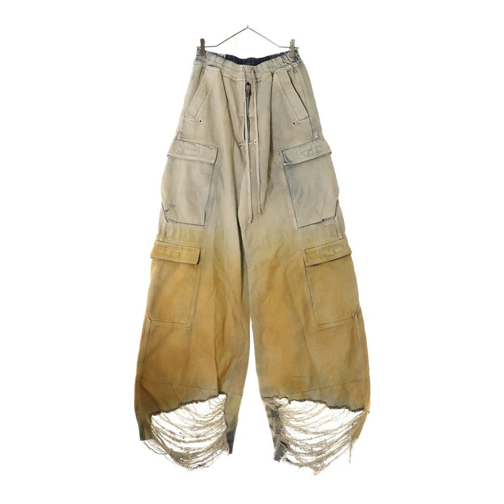 DRKSHDW(ダークシャドウ) 24SS DOUBLE CARGO JUMBO BELAS DEGRADE ダブルカーゴ ジャンボベラ ダメージ加工ワイドデニムパンツ DU01D1398-DKYDFR インディゴブルー/オレンジ