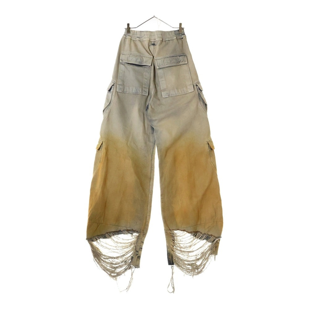 DRKSHDW(ダークシャドウ) 24SS DOUBLE CARGO JUMBO BELAS DEGRADE ダブルカーゴ ジャンボベラ ダメージ加工ワイドデニムパンツ DU01D1398-DKYDFR インディゴブルー/オレンジ
