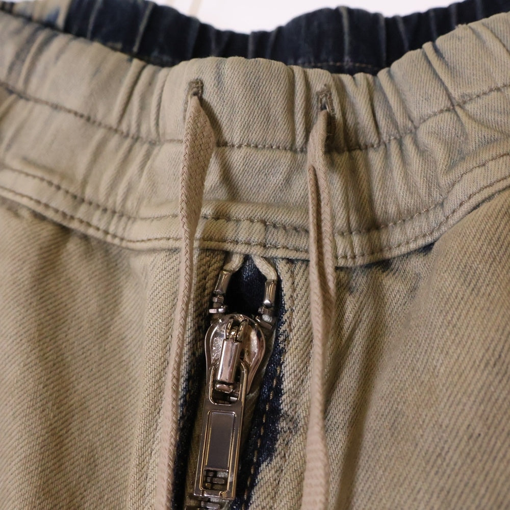 DRKSHDW(ダークシャドウ) 24SS DOUBLE CARGO JUMBO BELAS DEGRADE ダブルカーゴ ジャンボベラ ダメージ加工ワイドデニムパンツ DU01D1398-DKYDFR インディゴブルー/オレンジ
