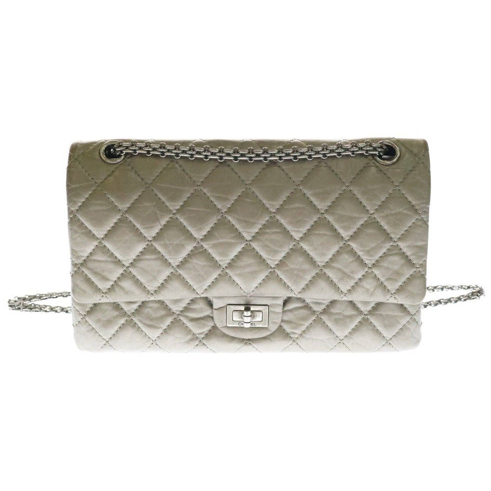 CHANEL(シャネル) 2.55 マトラッセ ダブルフラップ チェーンショルダーバッグ P15439 15番台 グレー レディース