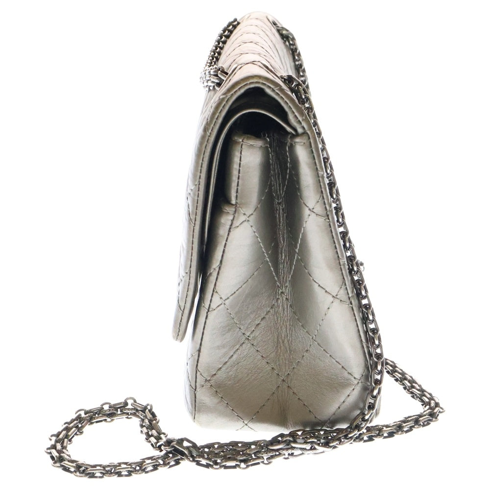 CHANEL(シャネル) 2.55 マトラッセ ダブルフラップ チェーンショルダーバッグ P15439 15番台 グレー レディース