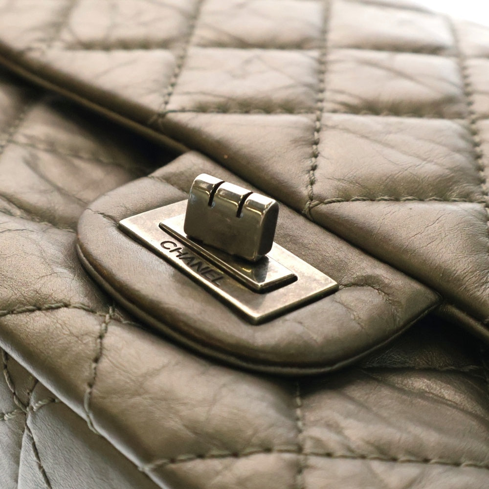 CHANEL(シャネル) 2.55 マトラッセ ダブルフラップ チェーンショルダーバッグ P15439 15番台 グレー レディース